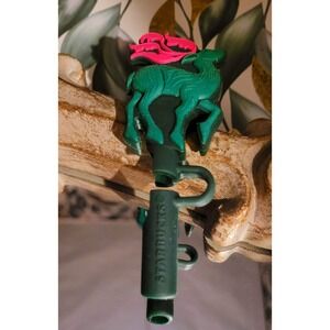 *RESCUE ANIMAL FUNDRAISER*Starbucks Reindeer Straw Silicone Holiday Accessory
